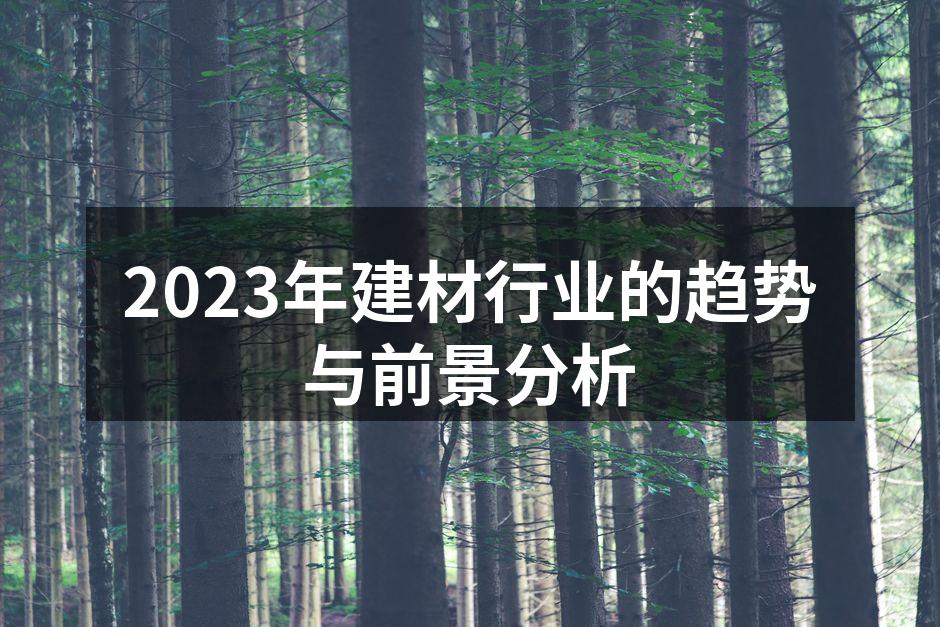 2023年建材行业的趋势与前景分析